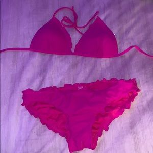 hot pink bikini set with push up for a-b cup